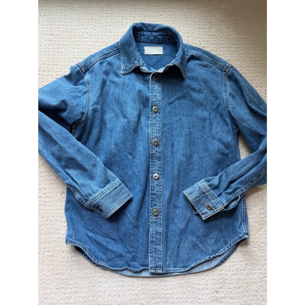 Everlane Heavyweight Shirt Denim S Blue 100% Organic Cotton Oversized Minimalist